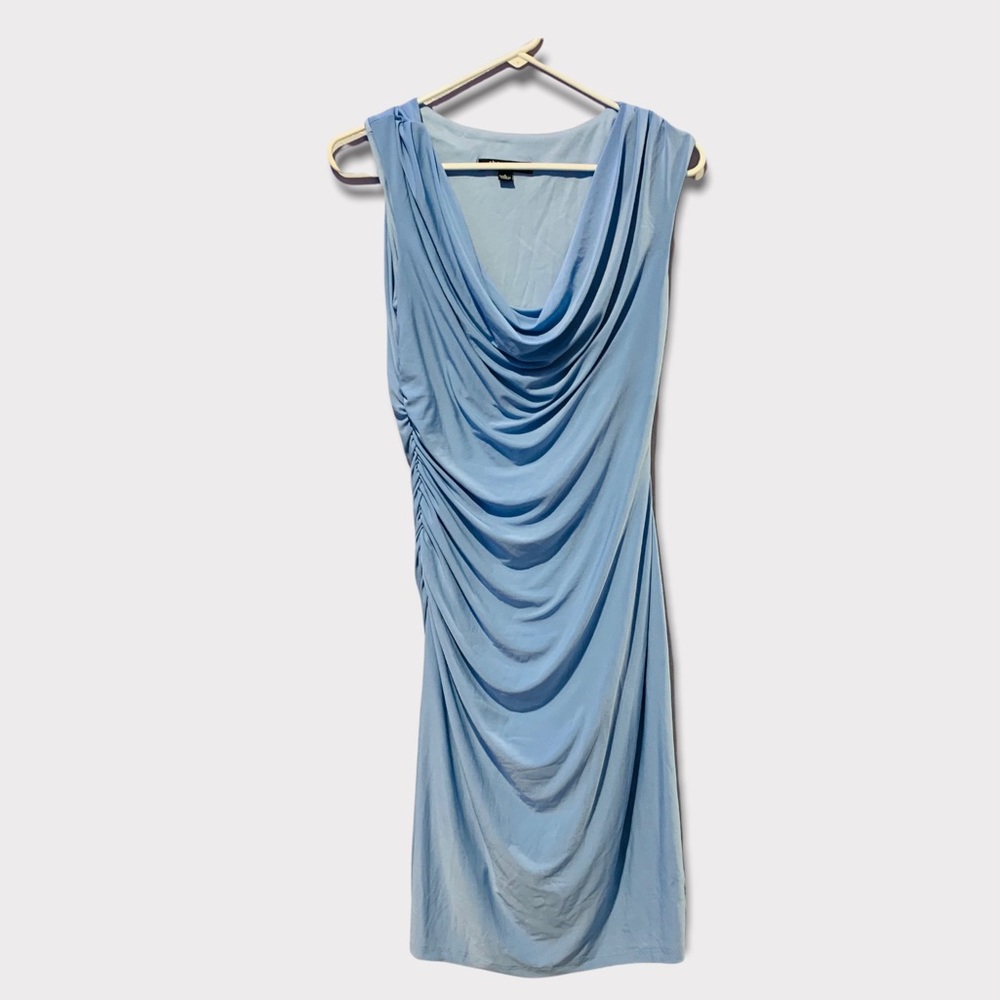 ⭐️ Sharagano NWT Blue Cowl Neck Shirred Mini Dress